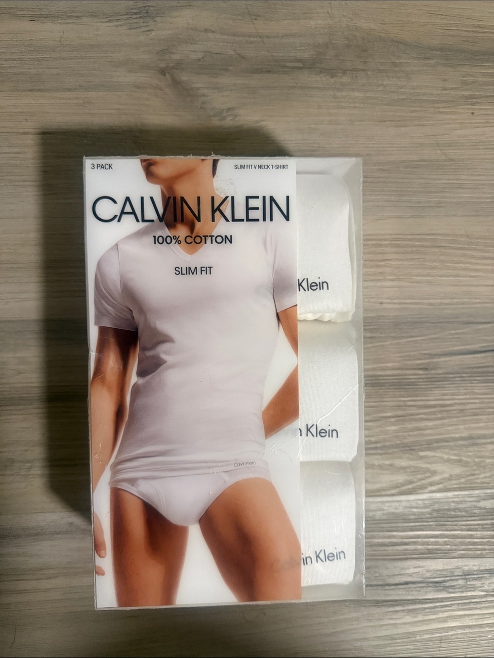 Calvin Klein Men’s White Slim Fit Cotton V-Neck T-Shirts - 3 Pack